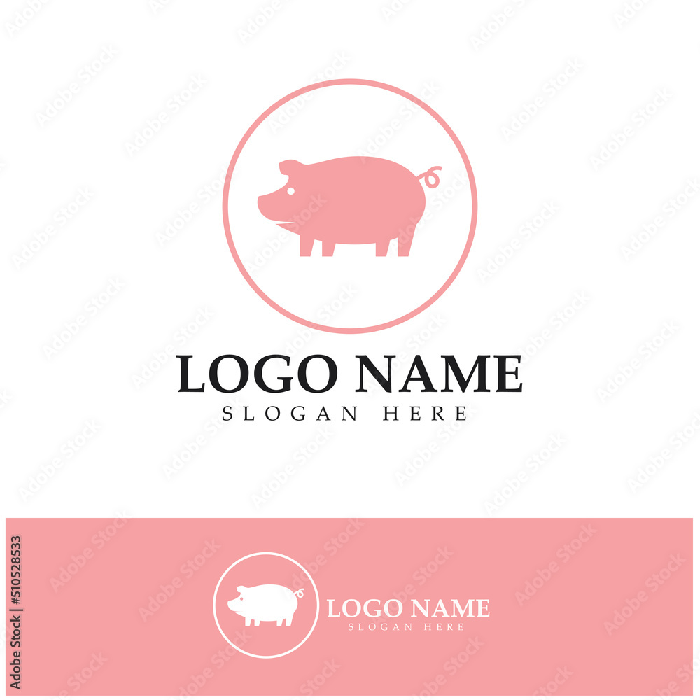 Fototapeta premium pig logo, pork cooking, pork oil and pork food restaurant icon. With vector icon concept