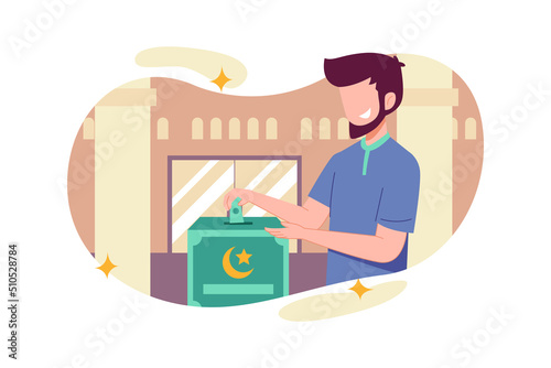A Muslim giving alms vector illustration