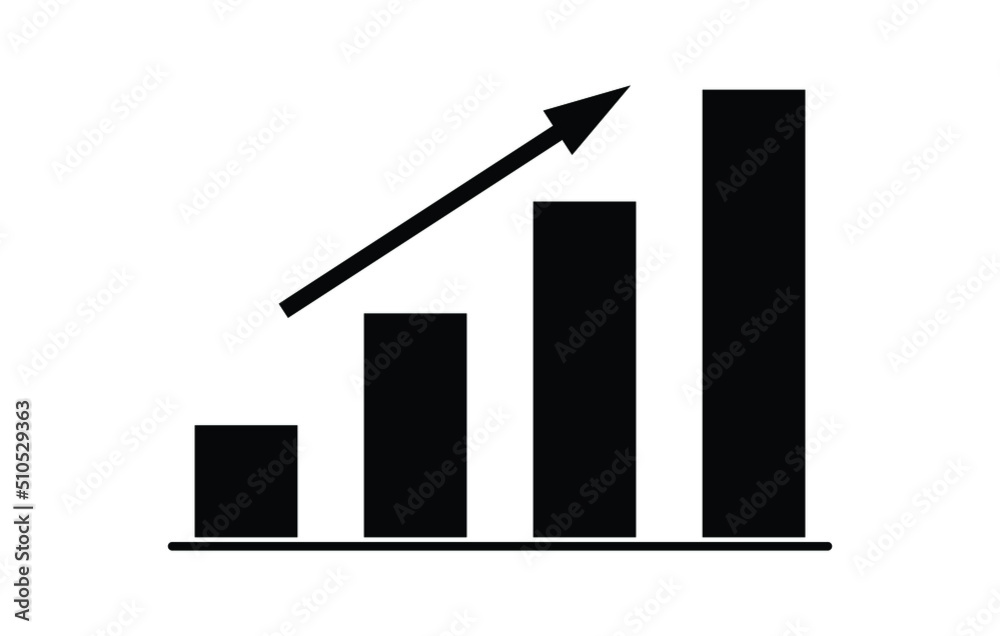 growing graph, bar chart, Flat icon isolated on the white background, flat design vector illustration. growing graph, bar chart, Flat icon isolated on the white background, flat design vector illustration.