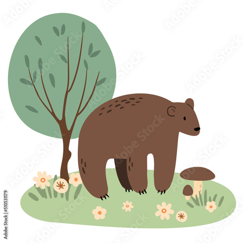 bear woodland animal illustration  forest vector clipart  sublimation designs images  baby shower clip art