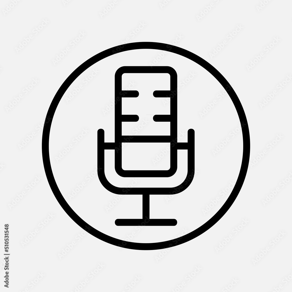 Microphone icon in line style about user interface, use for website mobile app presentation Microphone icon in line style about user interface, use for website mobile app presentation