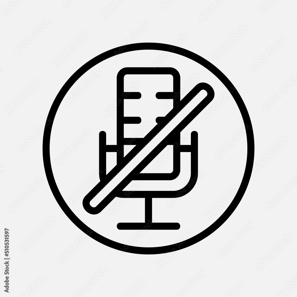 Microphone off. icon in line style about user interface, use for website mobile app presentation Microphone off. icon in line style about user interface, use for website mobile app presentation