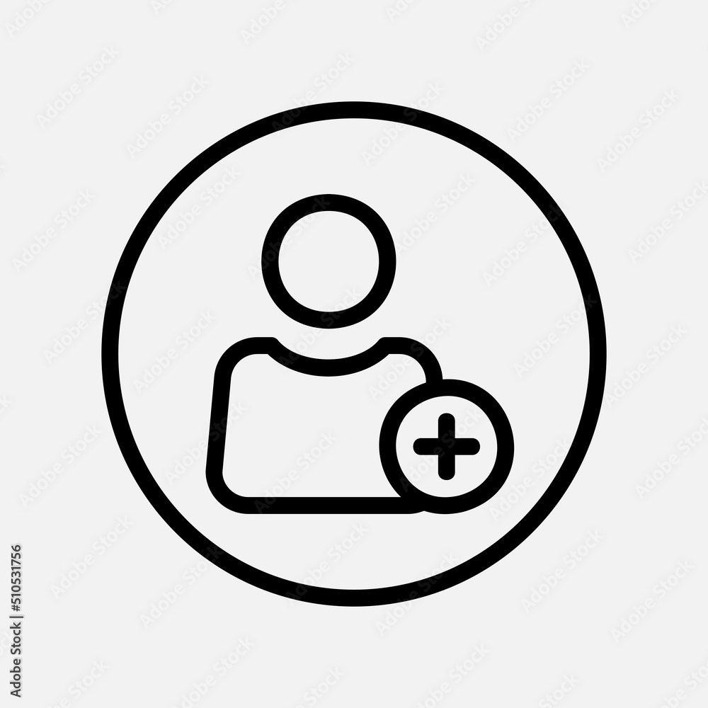 Add user icon in line style about user interface, use for website mobile app presentation Add user icon in line style about user interface, use for website mobile app presentation
