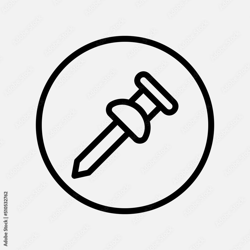 Pushpin icon in line style about user interface, use for website mobile app presentation Pushpin icon in line style about user interface, use for website mobile app presentation