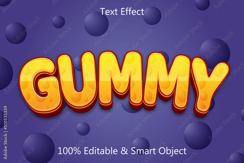 Gummy Editable Text Effect 3 dimension Emboss Modern Style Stock Vector Gummy Editable Text Effect 3 dimension Emboss Modern Style Stock Vector