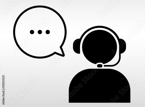 オンラインによるサポートサービスのアイコン　コールセンター　電話オペレーター
