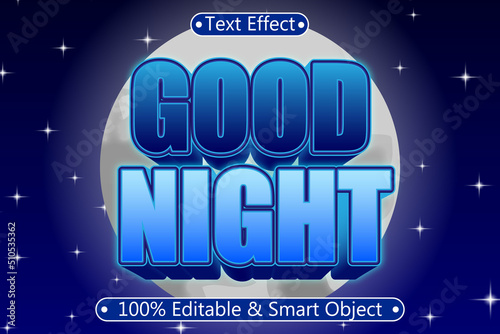 Good Night Editable Text Effect 3 dimension Emboss Modern Style