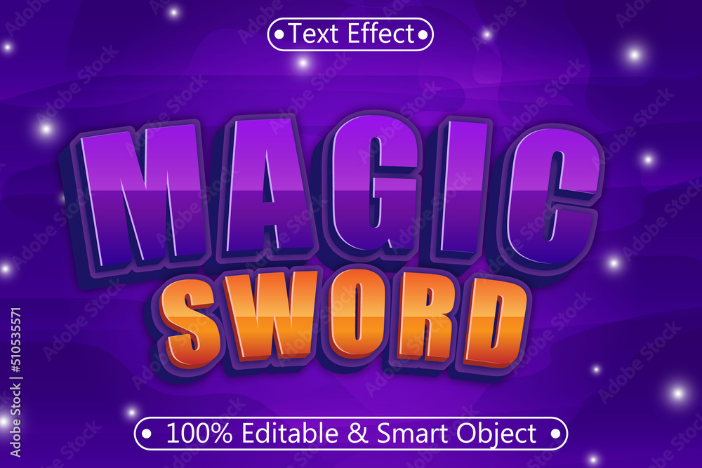 Magic Sword Editable Text Effect 3 dimension Emboss Modern Style Magic Sword Editable Text Effect 3 dimension Emboss Modern Style