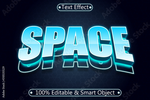 Space Editable Text Effect 3 dimension Emboss Neon Style