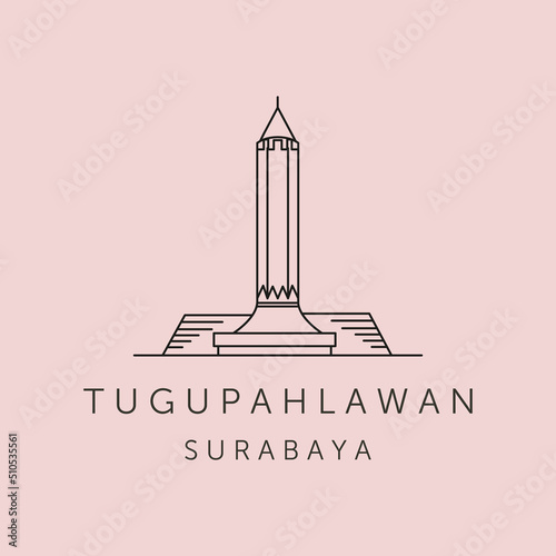 Obraz na plátně tugu pahlawan surabaya line art logo vector symbol illustration design