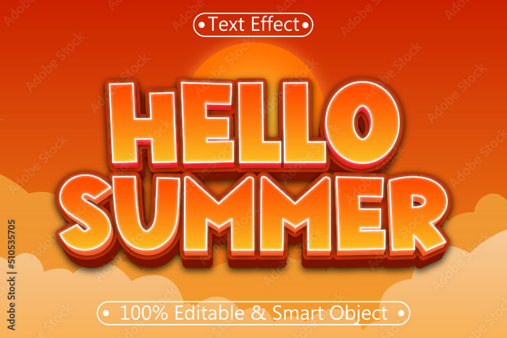 Hello Summer Editable Text Effect 3 Dimension Emboss Modern Style Hello Summer Editable Text Effect 3 Dimension Emboss Modern Style