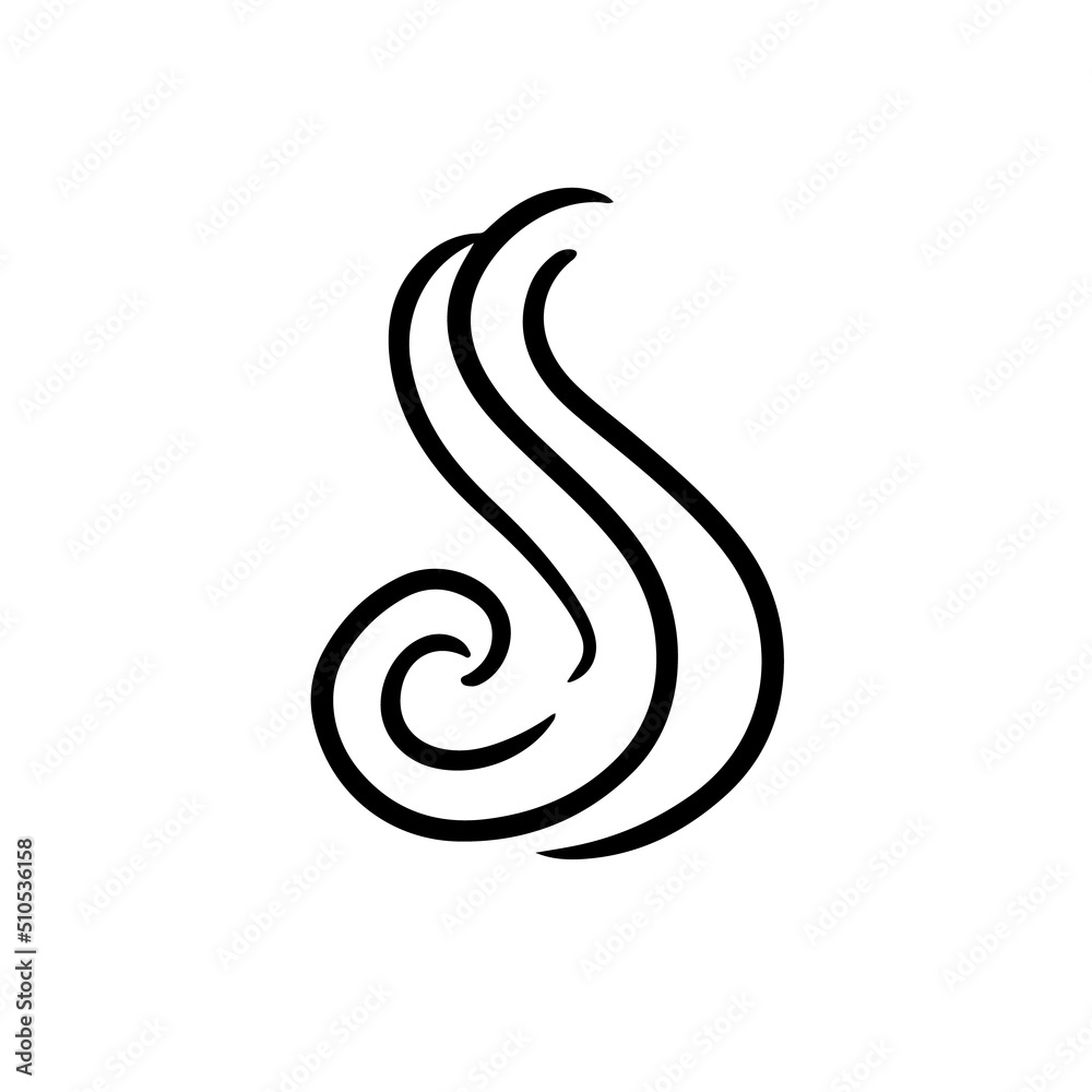 Four elements icon: air. Pictograph air symbol. Cute cartoon esoteric doodle. Alchemy highlights symbol isolated on white background. Four elements icon: air. Pictograph air symbol. Cute cartoon esoteric doodle. Alchemy highlights symbol isolated on white background.