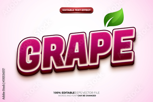 purple grape fresh nature 3D logo mock up template Editable text Effect Style
