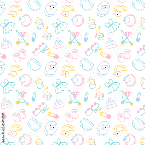 Baby toys and accessories - seamless pattern