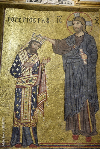 Mosaïque du Christ de l'église de la Martorana à Palerme. Sicile