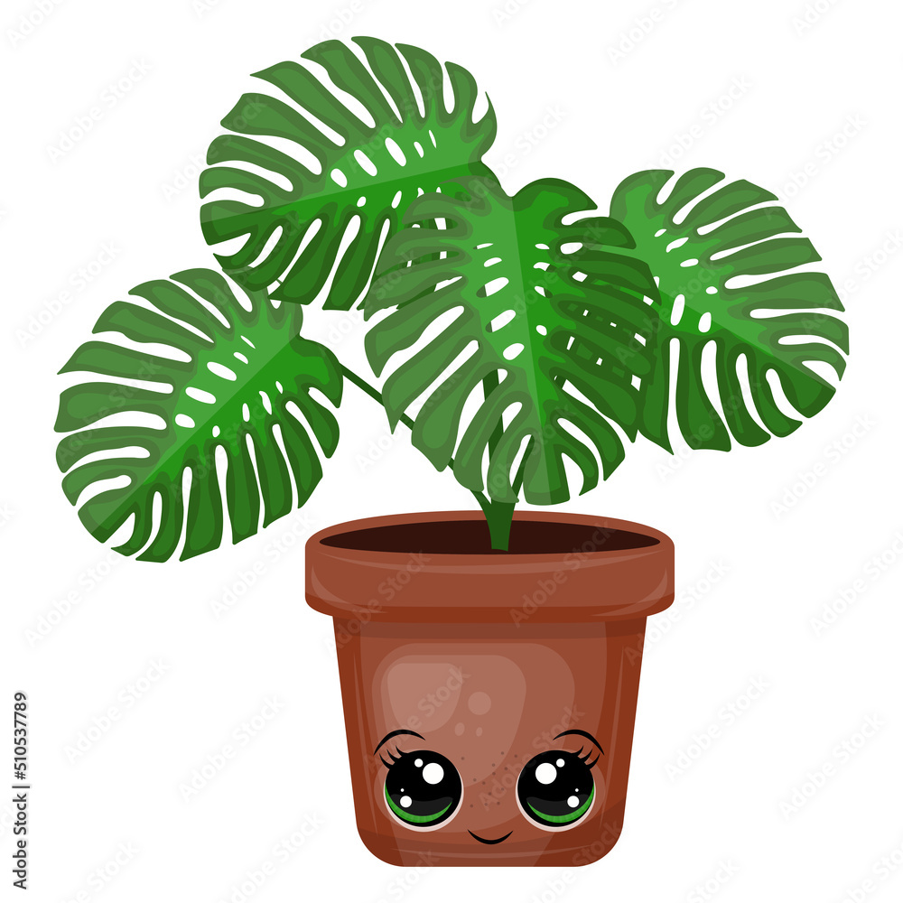 Cute Clipart Home Plant Illustration in Cartoon Style. Cartoon Clip Art