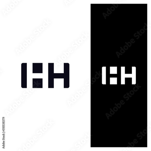 HH lettering with negative space logo concept icon