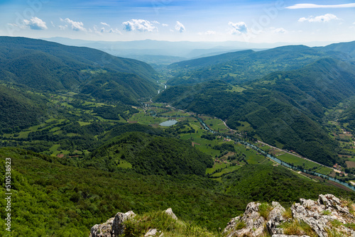 Mountain landscape in the central part of Bosnia and Herzegovina. Summer day. photo