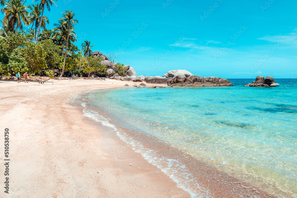 tropical beach and blue sea in summer