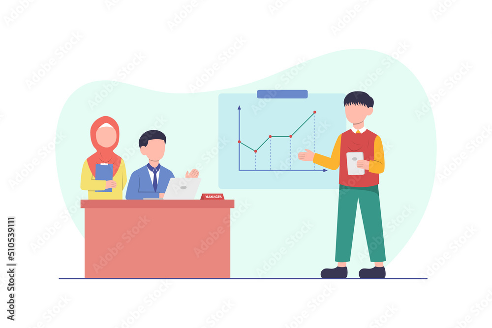 Team marketing meeting vector illustration