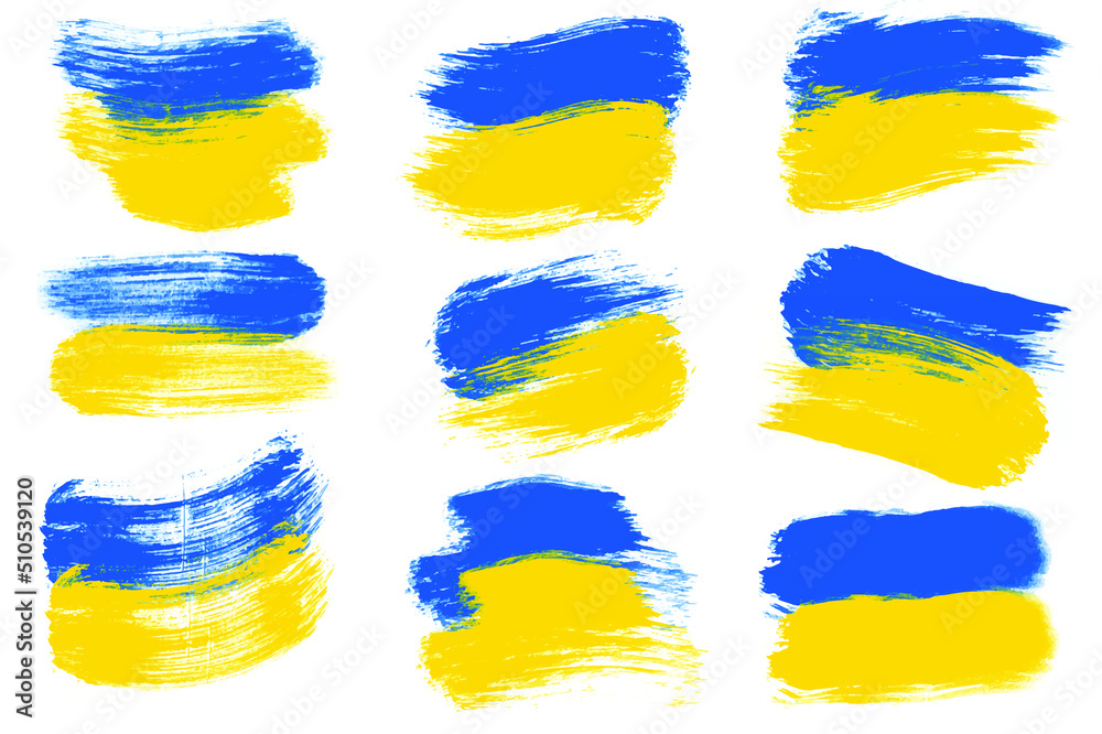 Obraz premium Ukraine Flag color abstract Brus Stroke pack