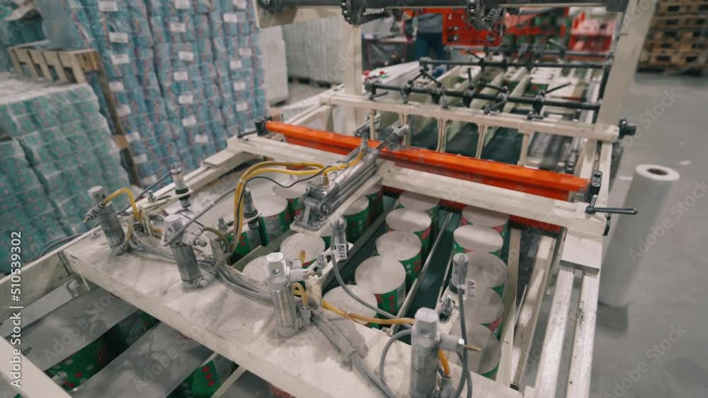 Paper tissue rolls on conveyor line. Toilet paper production. Paper tissue rolls on conveyor line. Toilet paper production.