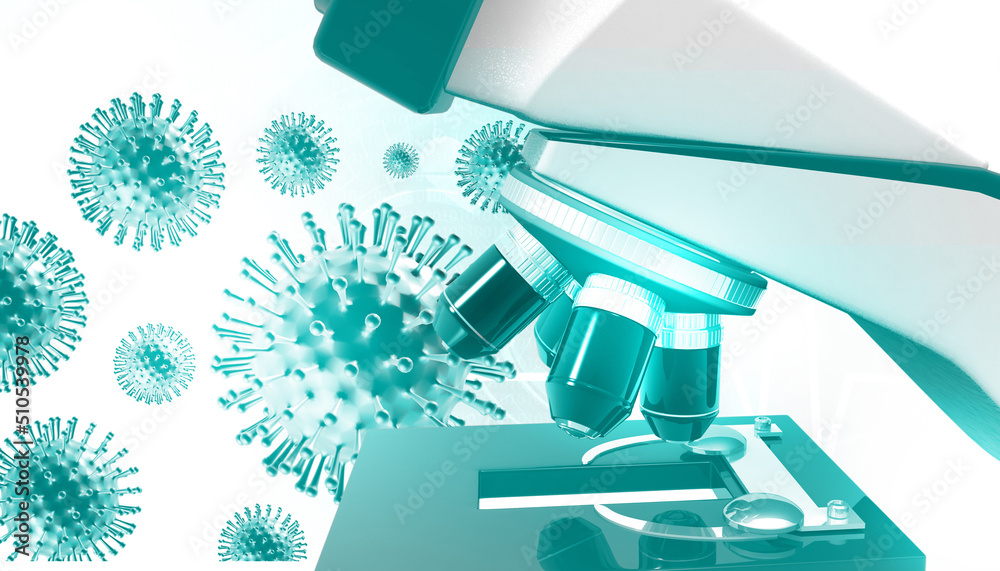 Virus seen with electron microscope. 3d illustration. Stock
