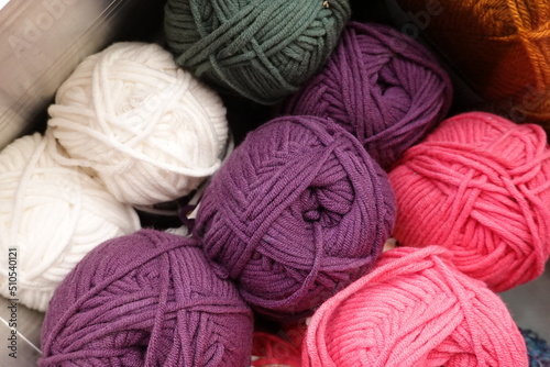 Rainbow colors. All colors. Yarn for knitting. Skeins of yarn. 