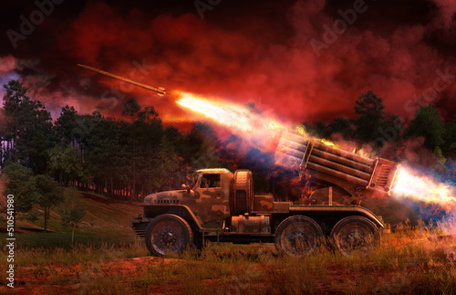 Print op canvas Grad BM-21 rocket launcher