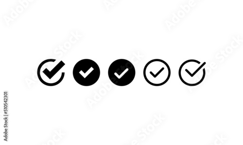 Check success icon correct circle tick black vector icon circle curve sharp straight outline