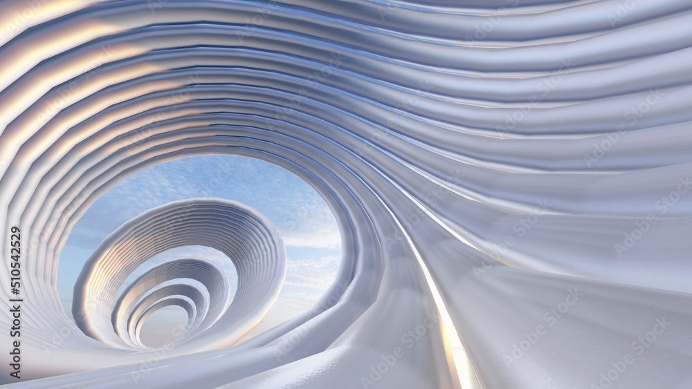 Obraz premium Abstract metallic curve waves background 3d render