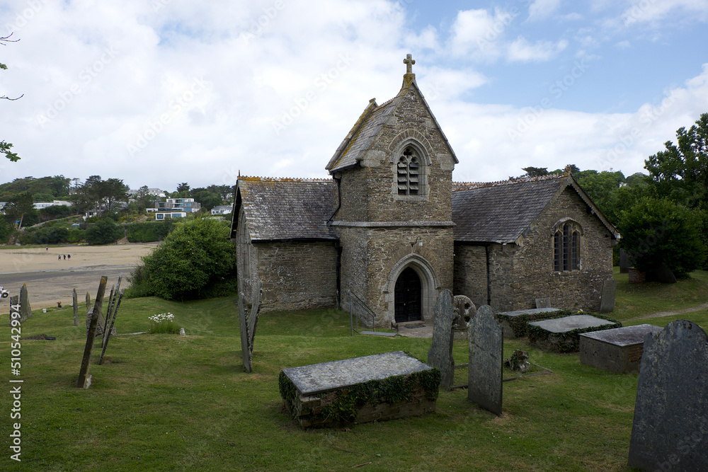 St Michael's church ancient chapelry of St Minver parish Porthilly Rock Cornwall England UK dated 1299 restored 1867 St Michael's church ancient chapelry of St Minver parish Porthilly Rock Cornwall England UK dated 1299 restored 1867