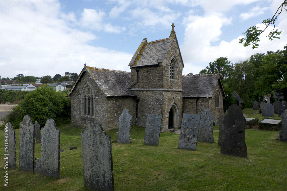 St Michael's church ancient chapelry of St Minver parish Porthilly Rock Cornwall England UK dated 1299 restored 1867