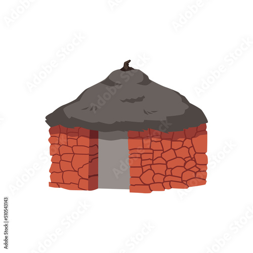African traditional hut flat style, vector illustration