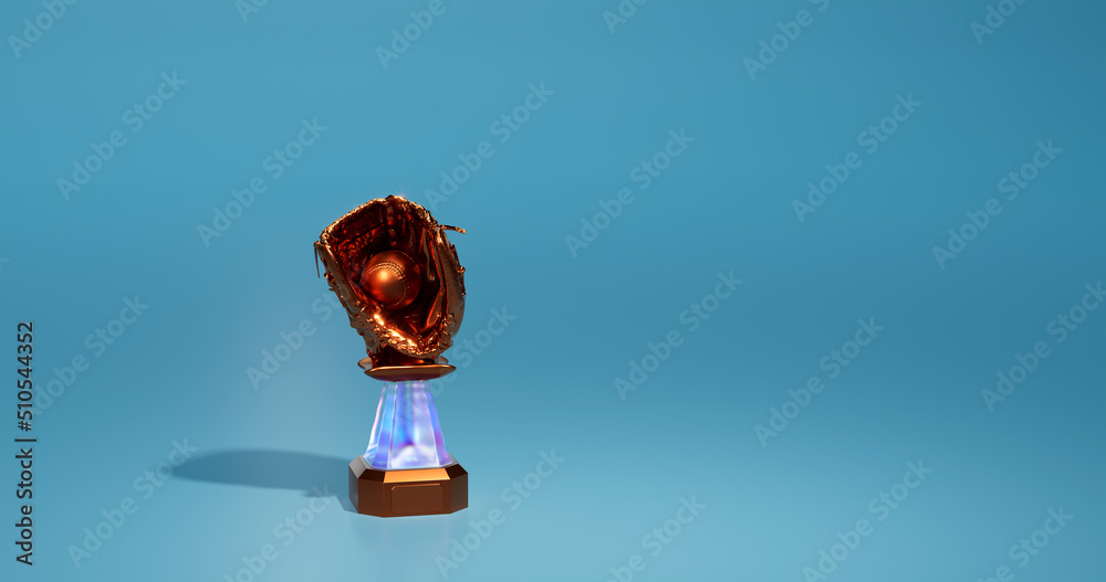 Bright Baseball Bronze Trophy with a soft light background