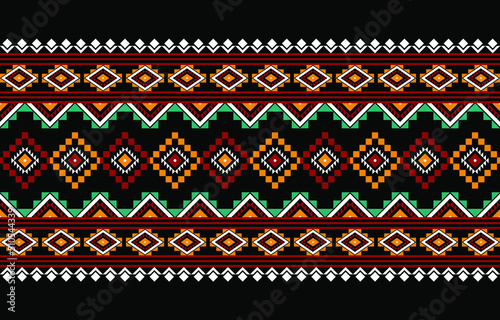 Geometric ethnic oriental seamless pattern traditional Design for background,carpet,wallpaper.clothing,wrapping,Batik fabric,Vector illustration.embroidery style - Sadu, sadou, sadow or sado