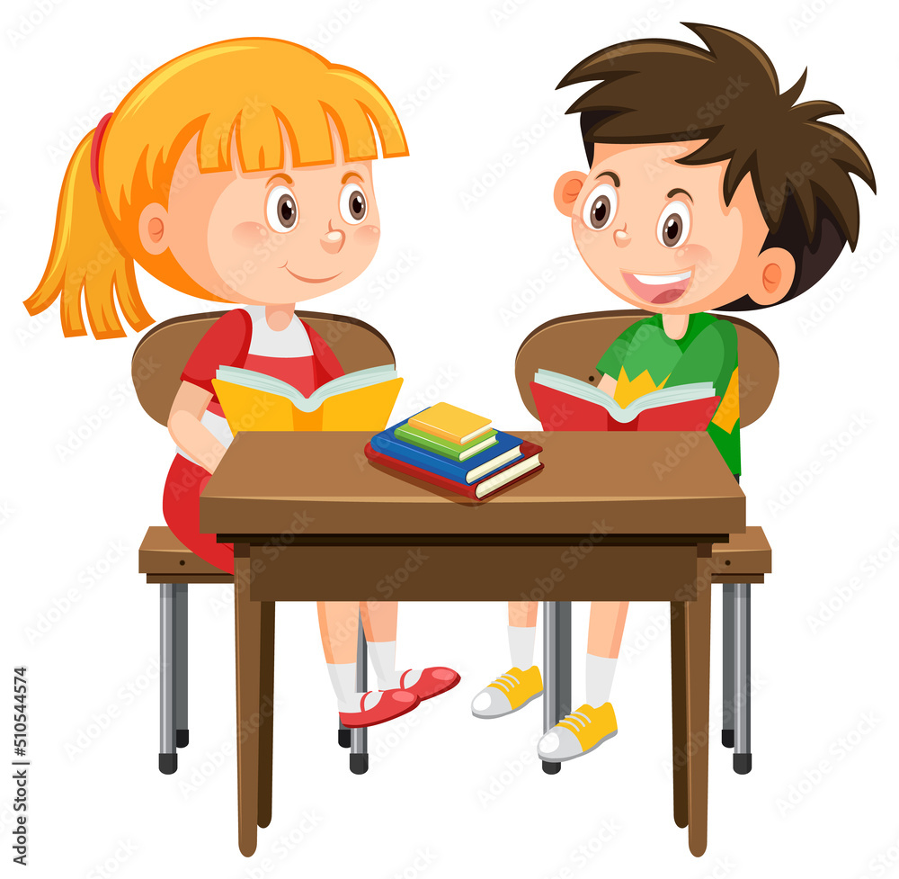 Students sitting on school desk