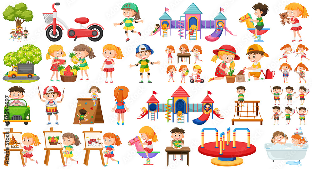 Obraz premium Set of children doing different activities