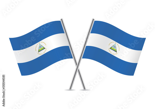 Free Download The Republic of Nicaragua crossed flags. Nicaraguan flags on white background. Vector icon set. Vector illustration. - GFXLoad