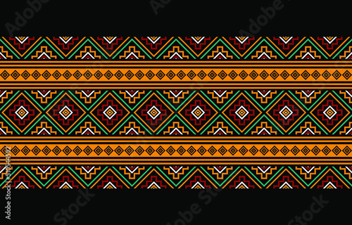 Geometric ethnic oriental seamless pattern traditional Design for background,carpet,wallpaper.clothing,wrapping,Batik fabric,Vector illustration.embroidery style - Sadu, sadou, sadow or sado