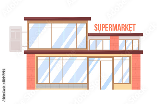 Supermarket semi flat color vector object. Editable figure. Full sized item on white. Grocery simple cartoon style illustration for web graphic design and animation. Bebas Neue font used