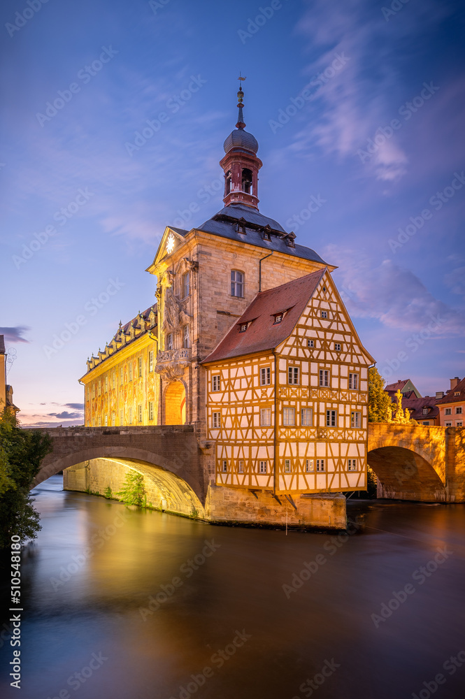 View of the Bamber Town Hall at Dusk, Germany