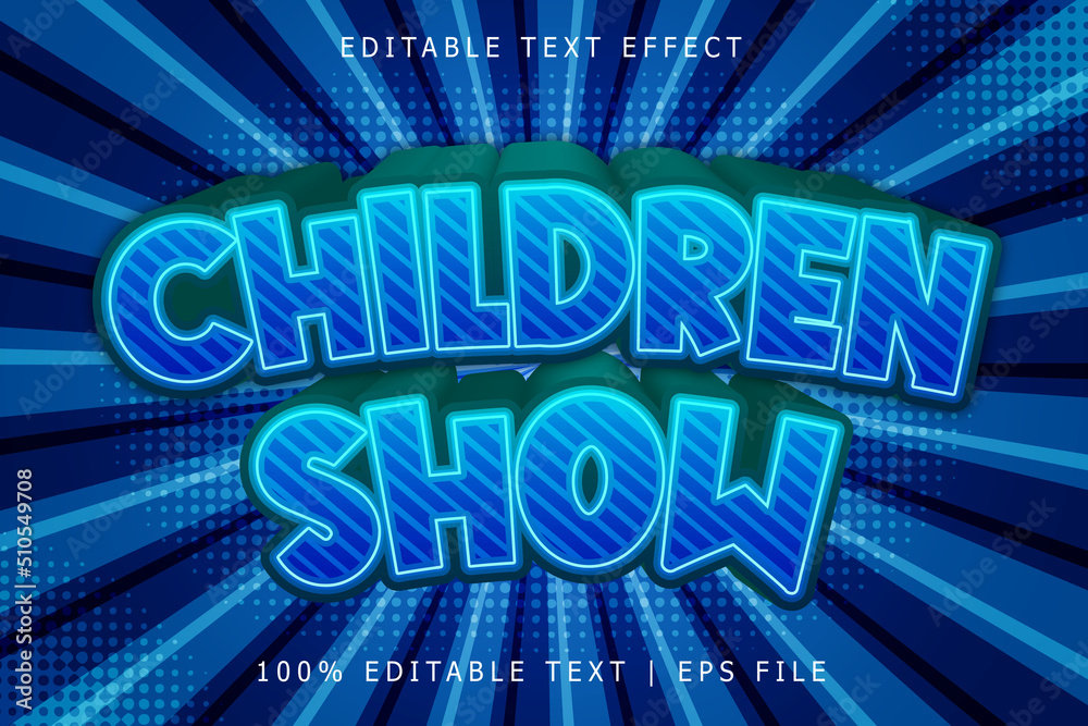 Children Show Editable Text Effect 3 Dimension Emboss Modern Style Children Show Editable Text Effect 3 Dimension Emboss Modern Style