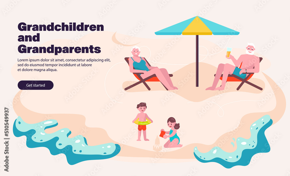 Landing webpage template with Grandparents spending time with grandchildren Landing webpage template with Grandparents spending time with grandchildren