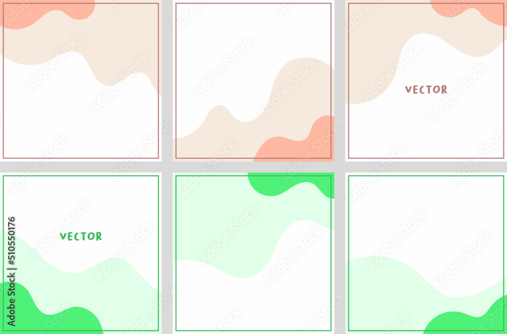 Minimal simple cute wavy square post background design vector collection. Creative art cover and social media feed layout template. Minimal simple cute wavy square post background design vector collection. Creative art cover and social media feed layout template.
