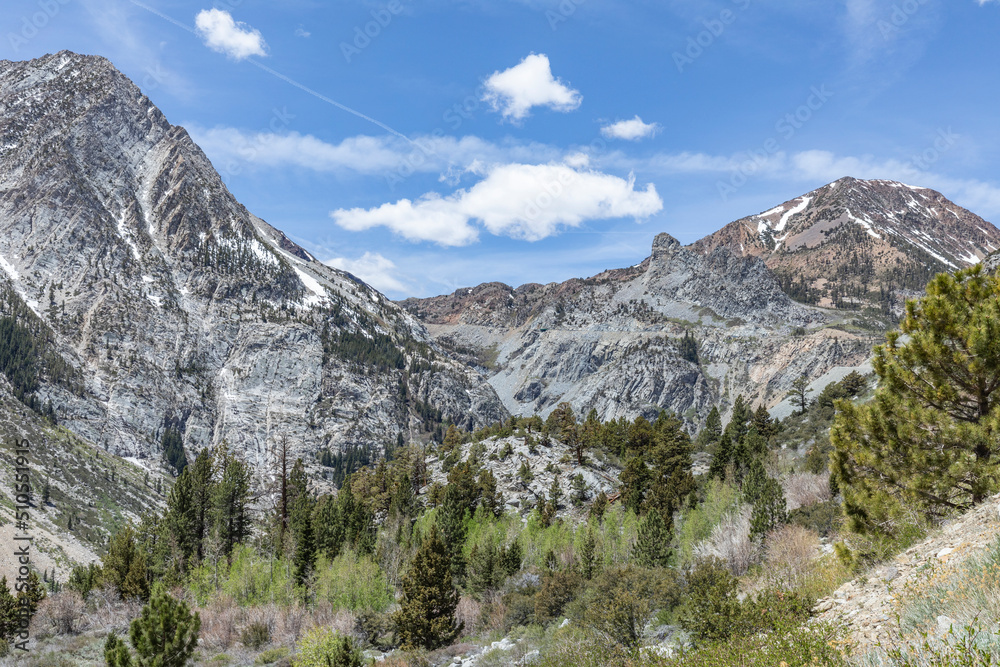 scenic view to mountains of Tioga pass in the Yosemite national park