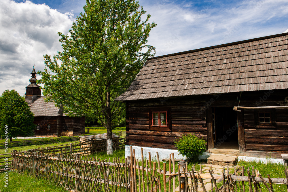 Open Air Village Museum in Stara Lubovna Castle, Slovak Republic. Wooden Traditional Houses Open Air Village Museum in Stara Lubovna Castle, Slovak Republic. Wooden Traditional Houses