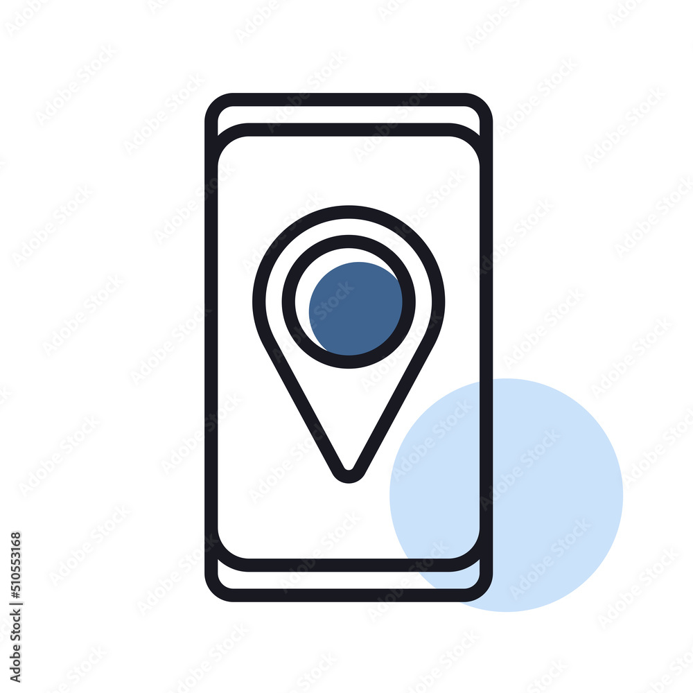 Smartphone with pin location style icon vector Smartphone with pin location style icon vector