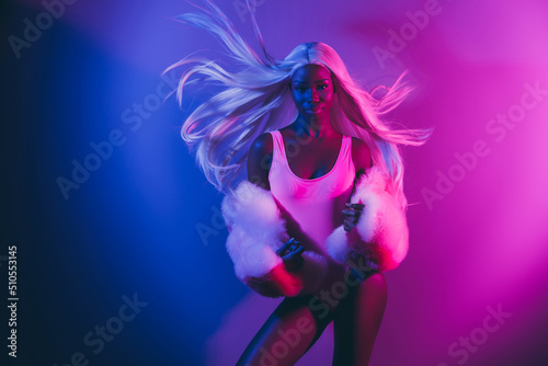 Obraz na płótnie Photo of hot attractive charming lady go to club feel confident wear high fashio