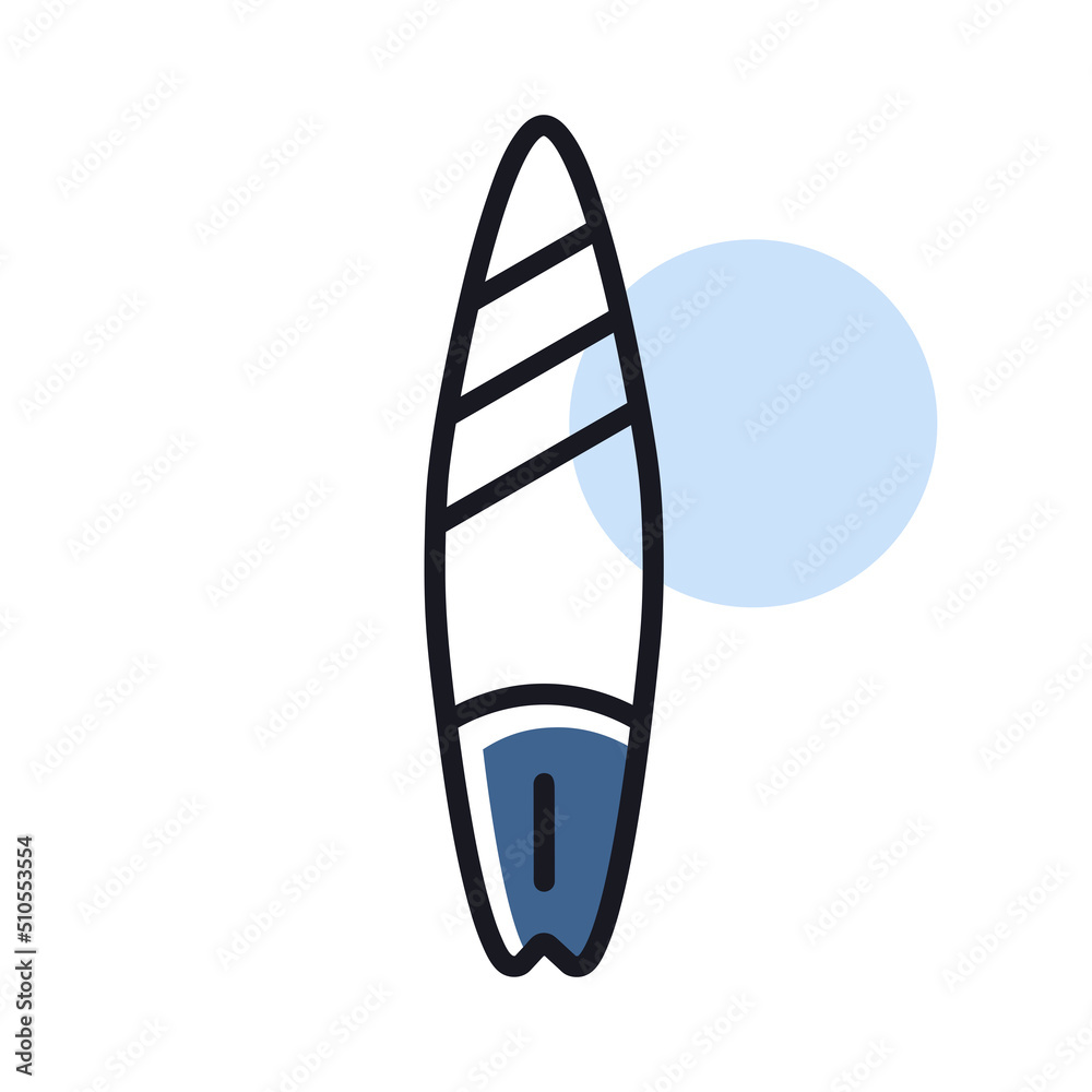 Surfboard flat vector icon design. Summer sign Surfboard flat vector icon design. Summer sign